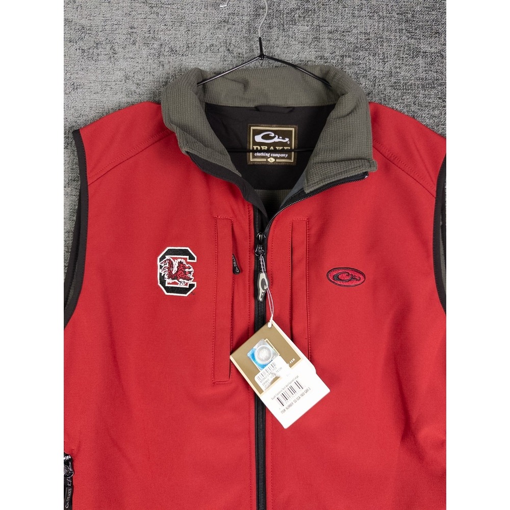 NWT‎ Drake Vest Mens L Red Carolina Gamecocks Full Zip Logo Outdoor
